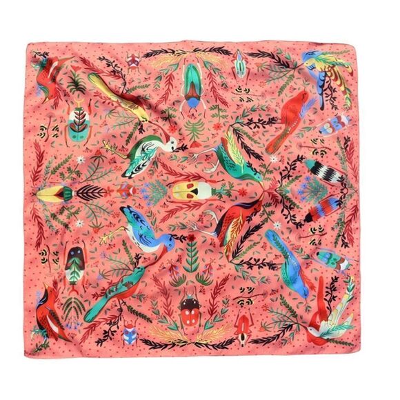 Fun Birds Floral Silky Scarf main image 3